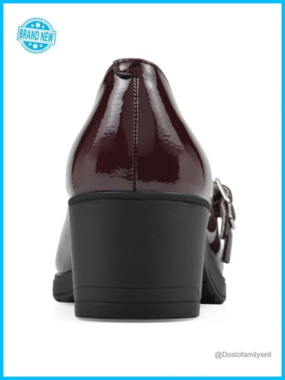 Mary Jane Pump Low Block Heel Double Strap Cushioned Dress Shoe